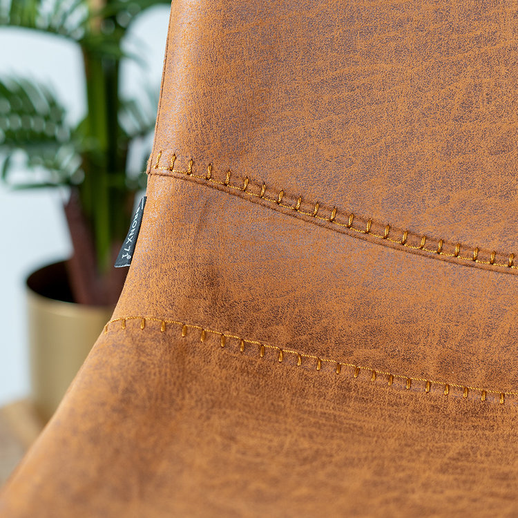 Industrial bar stool Mikky Cognac EcoLeather Furnwise