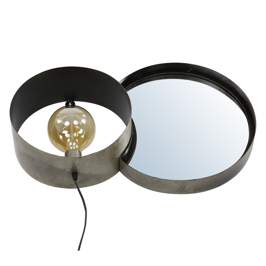 Industrial wall lamp + mirror Charger Silver Furnwise