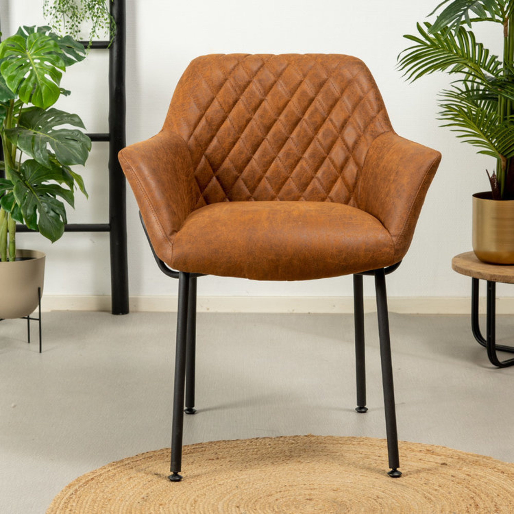 Dining Chair Club Cognac industrial Shipped within 24 hours! Furnwise