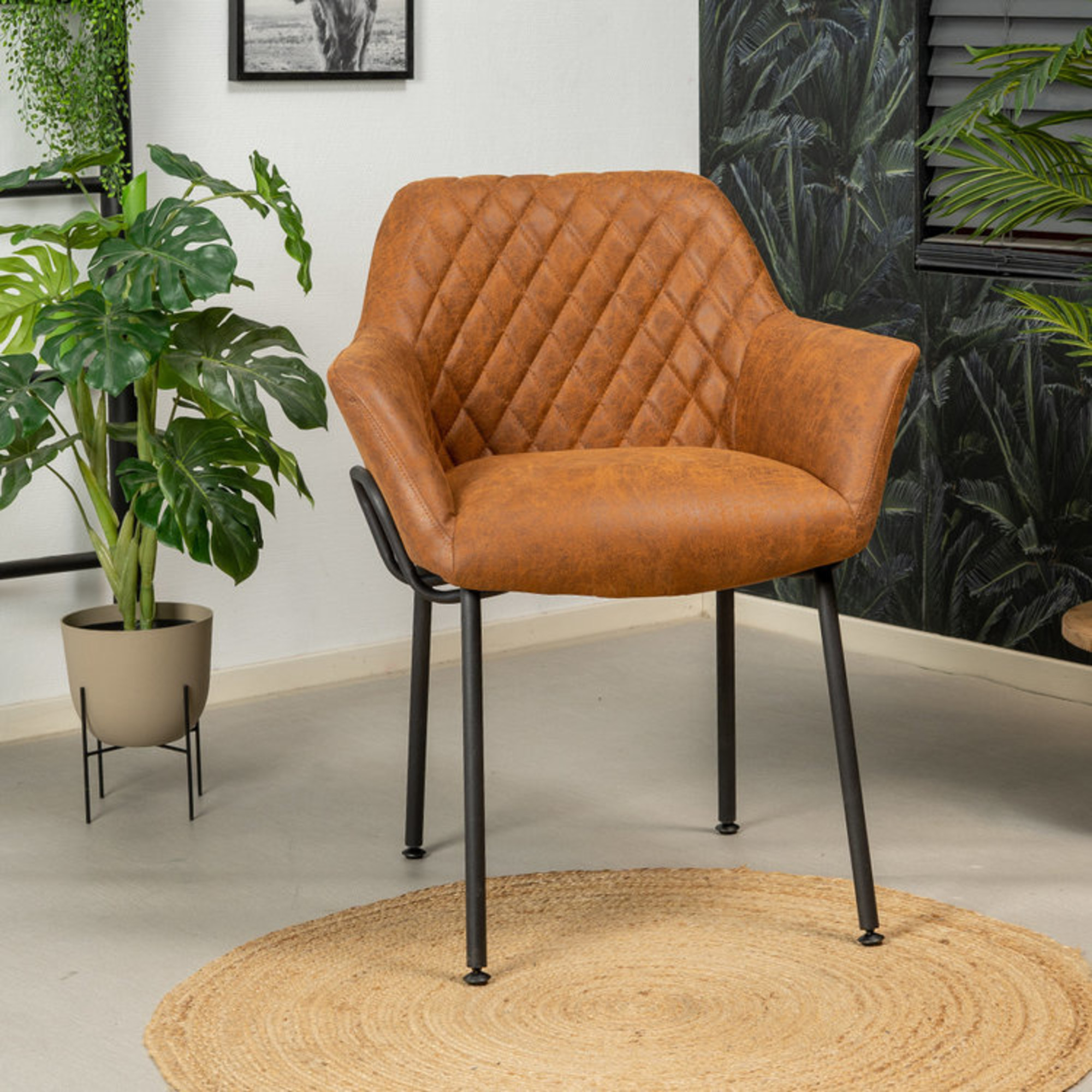 Dining Chair Club Cognac industrial Shipped within 24 hours! Furnwise