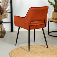 Velvet dining chair Mika Copper with arm