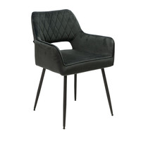 Velvet dining chair Mika Anthracite with arm