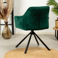 Velvet dining chair Furtado Green rotatable seat