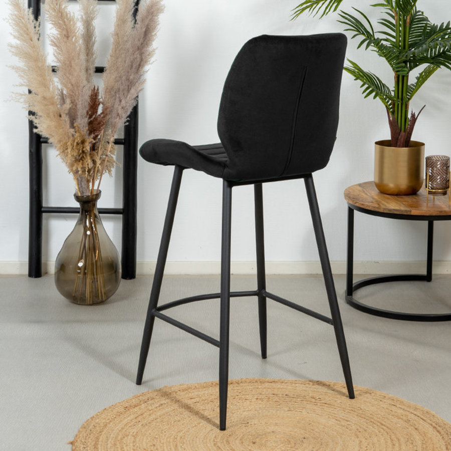 Velvet Bar Stool Toby Black Furnwise