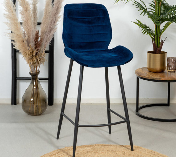 Velvet Bar Stool Toby Copper Furnwise