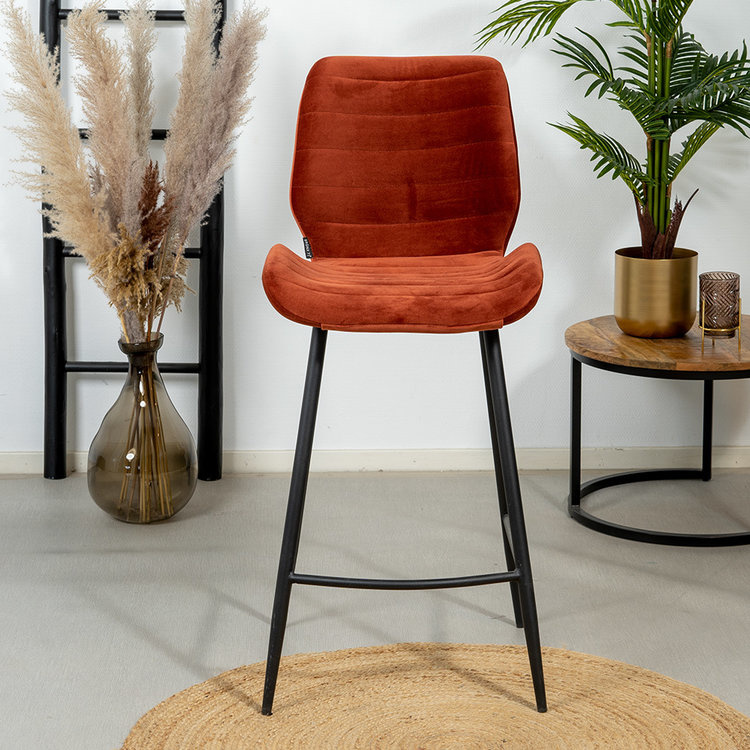 Velvet Bar Stool Toby Copper Furnwise