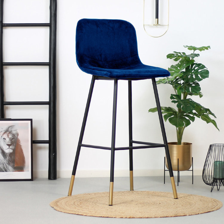 Velvet Bar Stool Mikky Blue - Furnwise