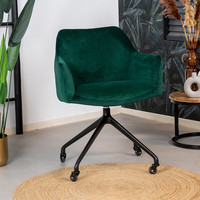 Industrial dining chair Quinn velvet Green (wheels)