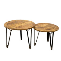 Industrial coffee table Levi mango wood - set of 2