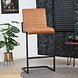 Industrial Bar Stool Block Eco Leather Cognac Industrial Bar Stool Block Eco Leather Cognac
