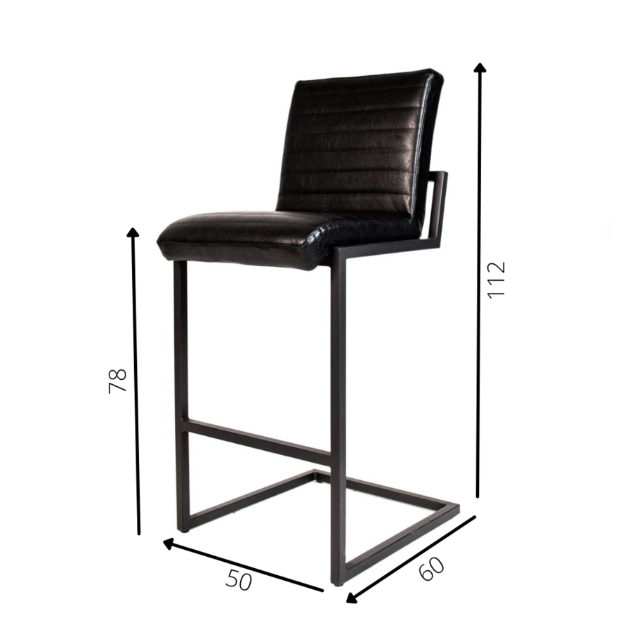 Industrial Bar Stool Kubis Black Furnwise