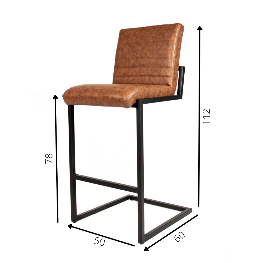 Industrial Bar Stool Kubis Cognac Furnwise
