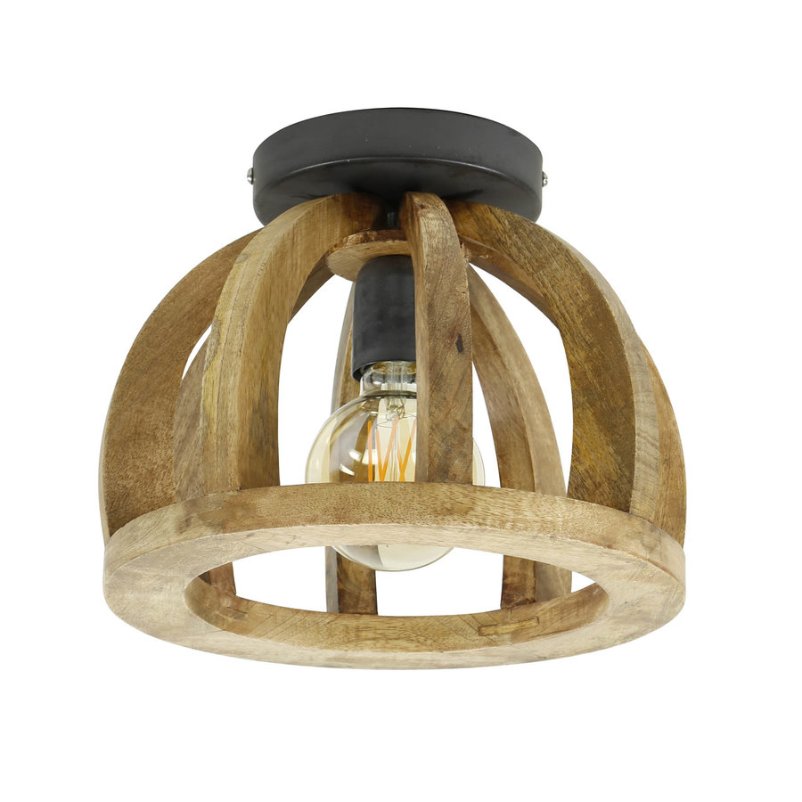Industrial Ceiling Light Curved Wooden Bar