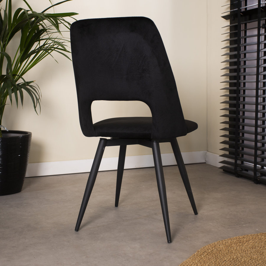 Industrial Rotatable Dining Chair Mila Velvet Black