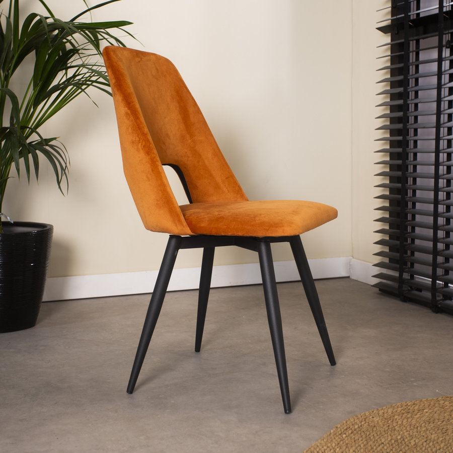 Industrial Rotatable Dining Chair Mila Velvet Orange