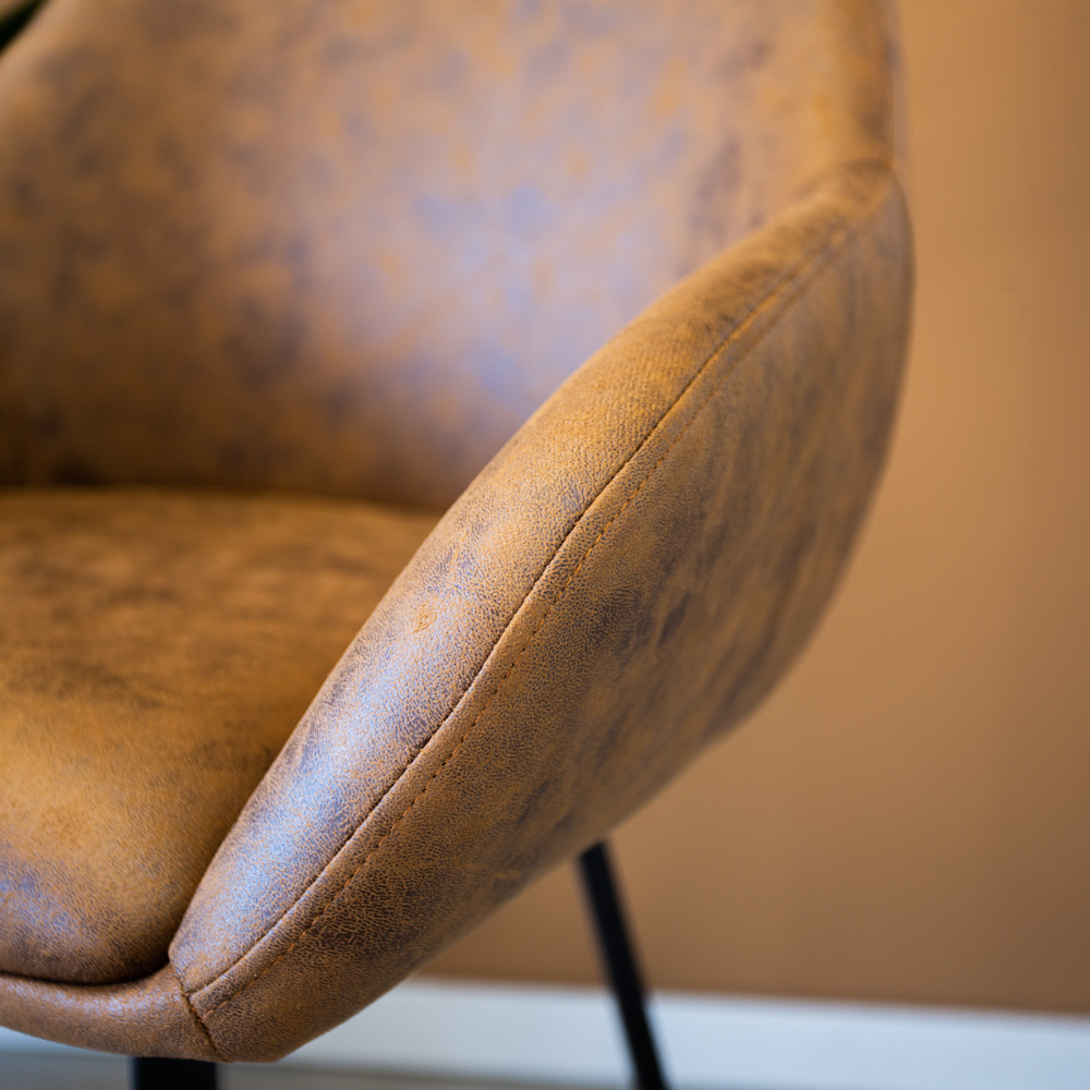 Industrial Bar Stool Elise Cognac EcoLeather Furnwise