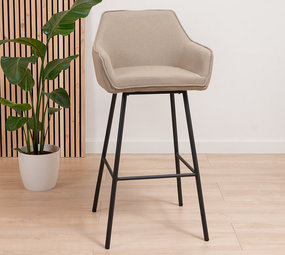 Industrial Bar Stool Beau Chenille Black - Furnwise