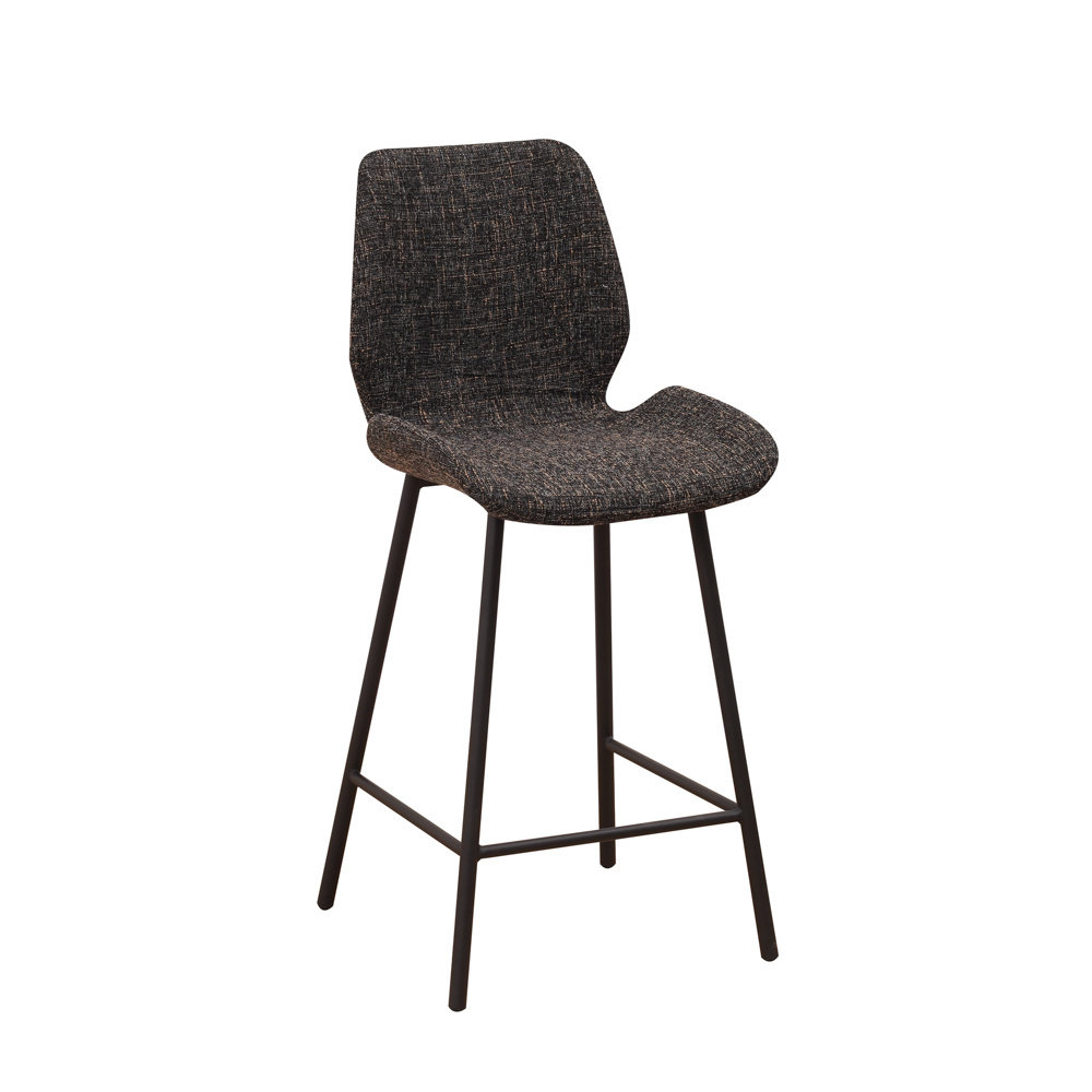 Industrial Bar Stool Beau Chenille Black Furnwise