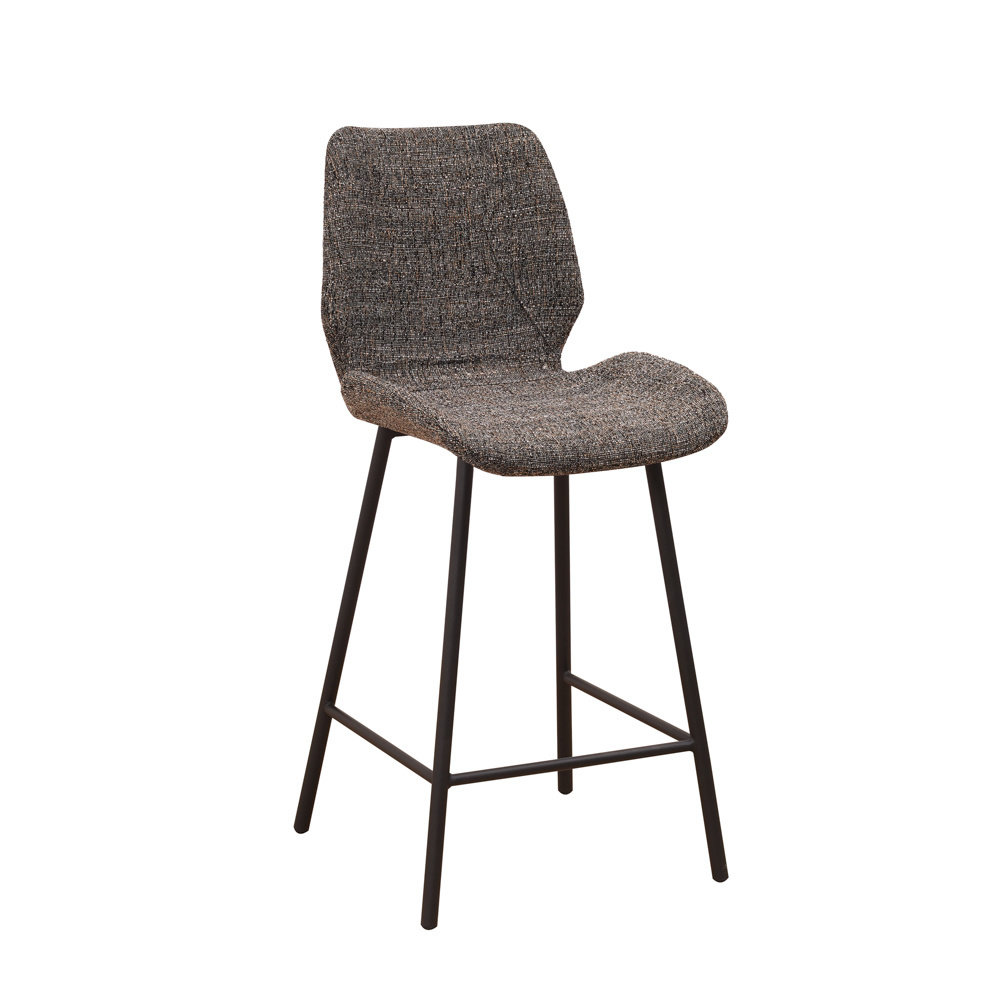 Industrial Bar Stool Beau Chenille Dark Grey Furnwise