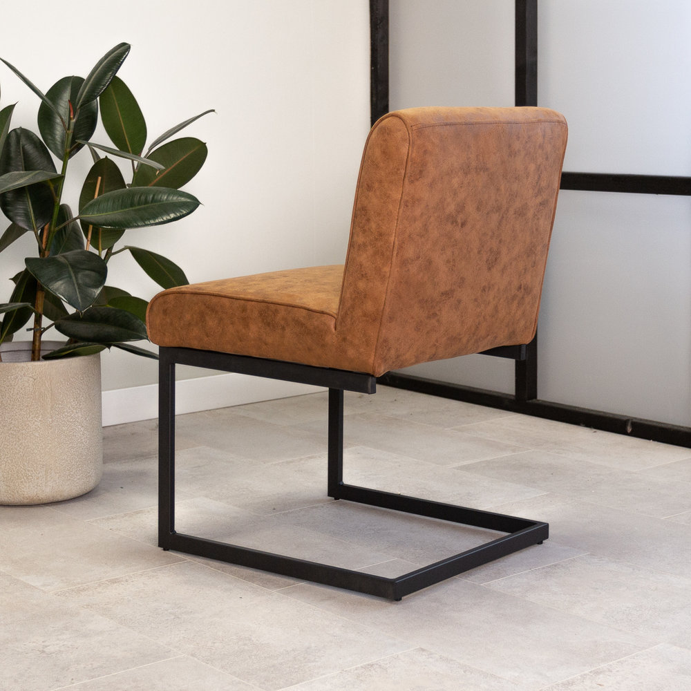 Industrial Dining Chair Nathan Cognac Furnwise