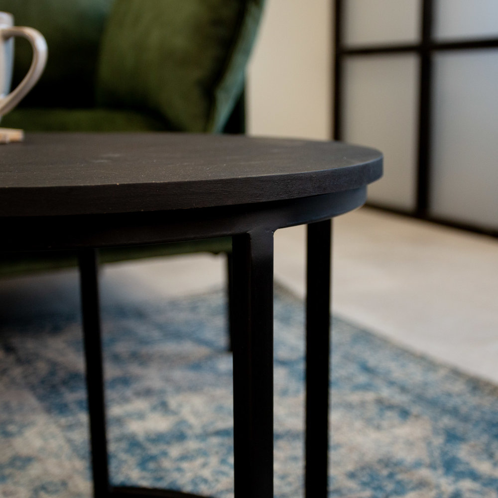 Industrial Coffee Table set of 2 Giro Black Furnwise