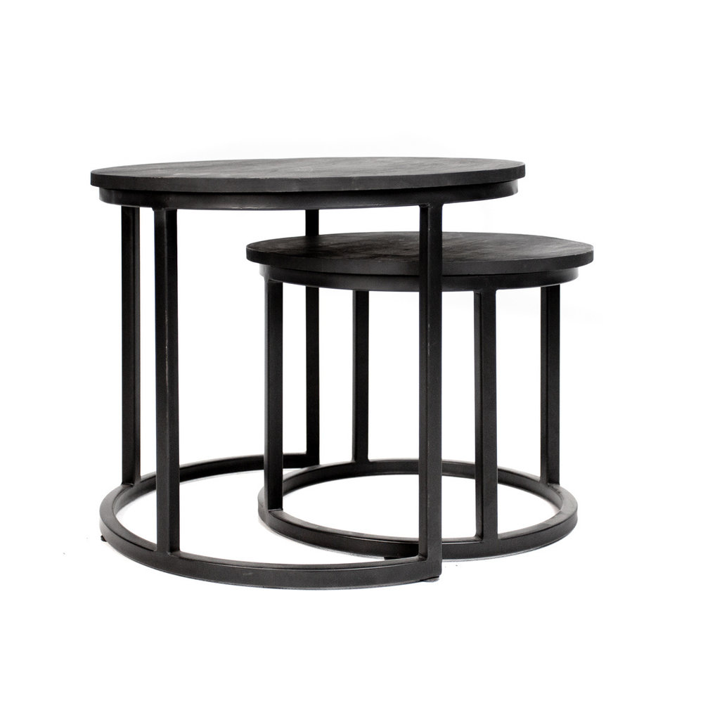 Industrial Coffee Table set of 2 Giro Black Furnwise