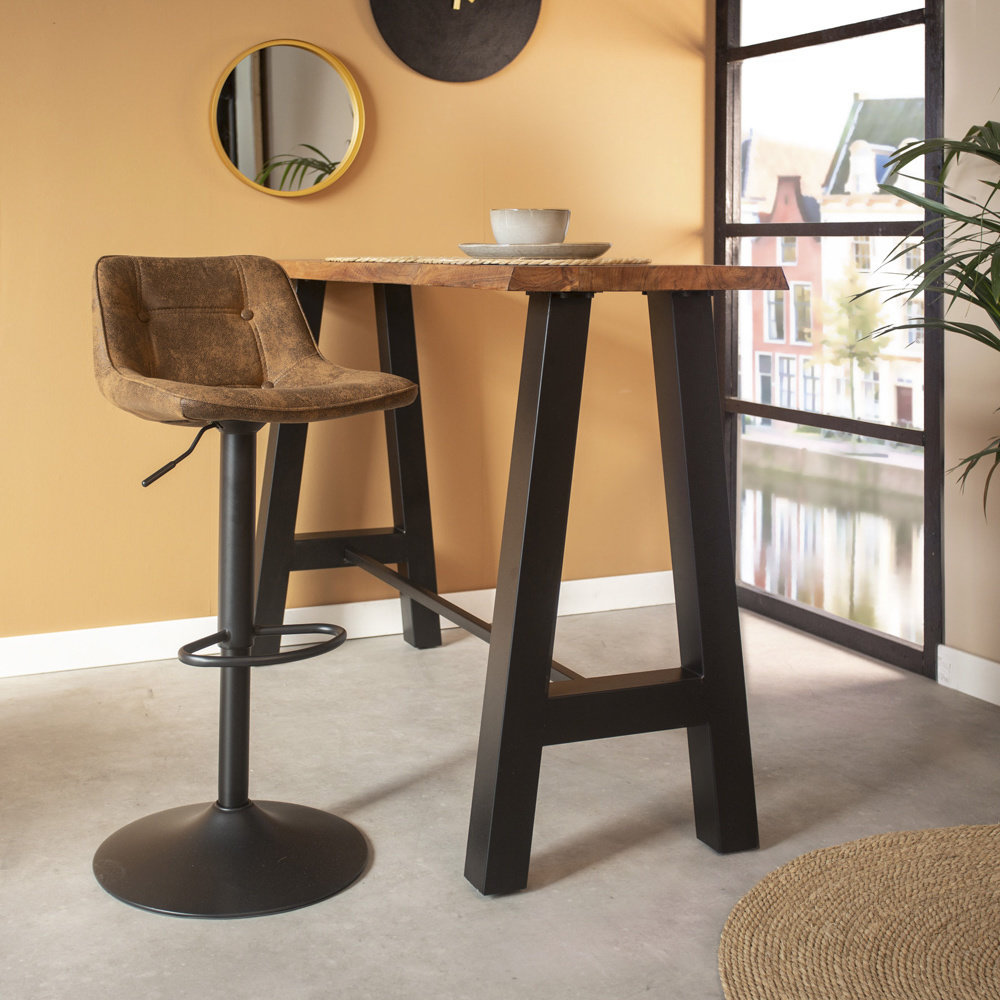 Industrial Bar Stool Ezra Brown Microfiber Furnwise
