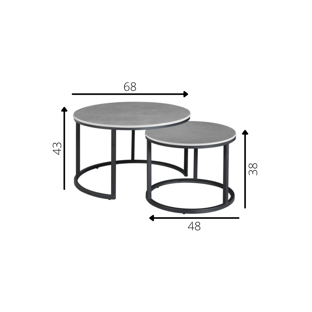 Industrial Coffee Table set of 2 Travor Grey Furnwise