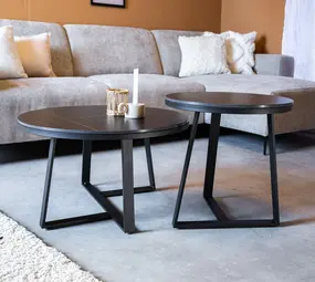 Industrial Coffee Table set of 2 Tanner Black Furnwise