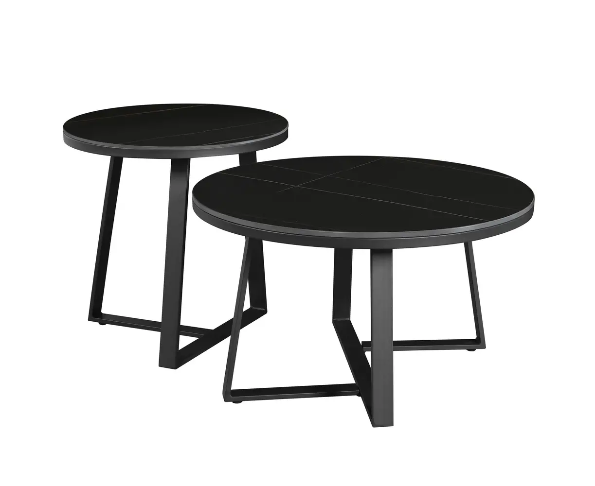 Industrial Coffee Table set of 2 Tanner Black Furnwise