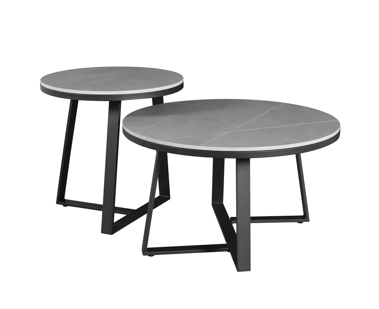 Industrial Coffee Table set of 2 Tanner Grey Furnwise