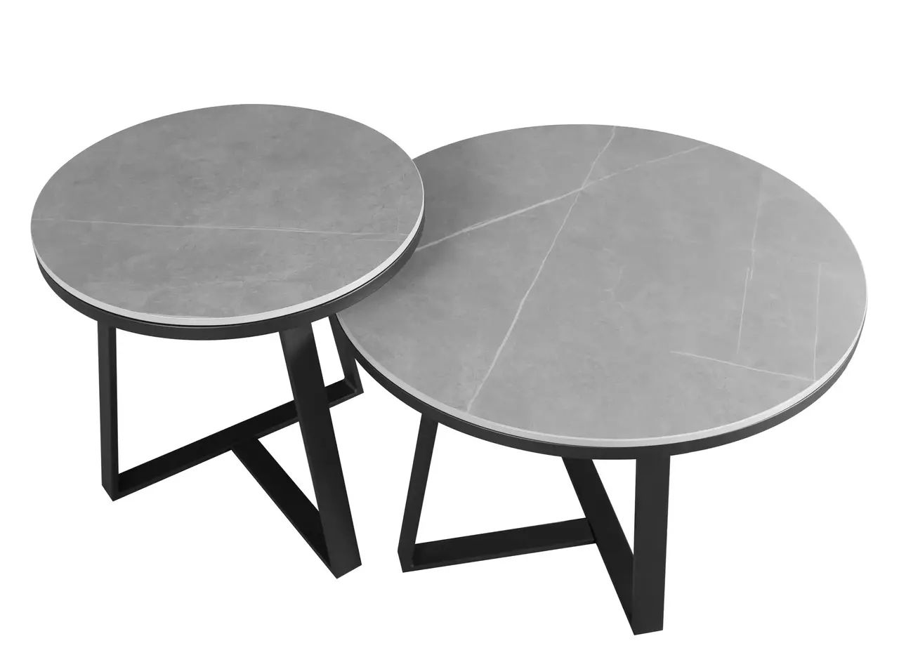 Industrial Coffee Table set of 2 Tanner Grey Furnwise