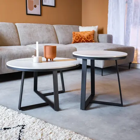 Industrial Coffee Table set of 2 Tanner White Furnwise