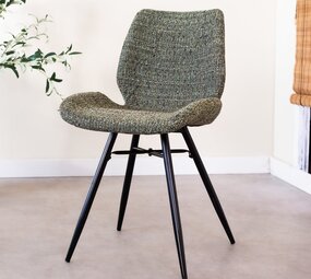 Industrial Dining Chair Beau Chenille Green Furnwise