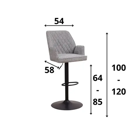 Modern Bar Stool Novan Light Grey Chenille Furnwise