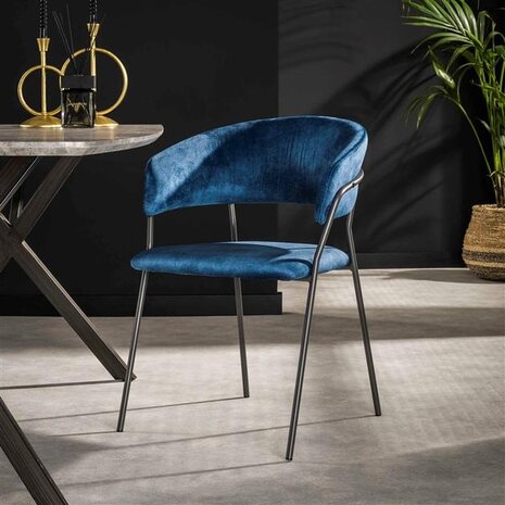 Industrial Armchair Fuzzy Velvet Blue