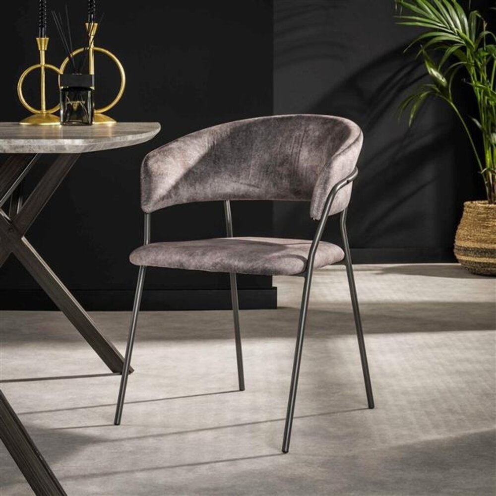 Industrial Armchair Fuzzy Velvet Grey