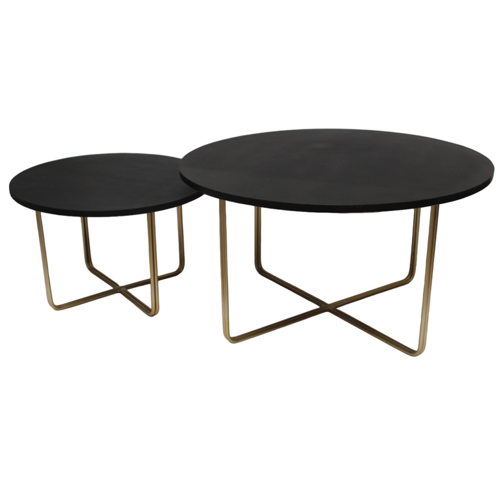 Round Coffee Table set Lori Black Furnwise