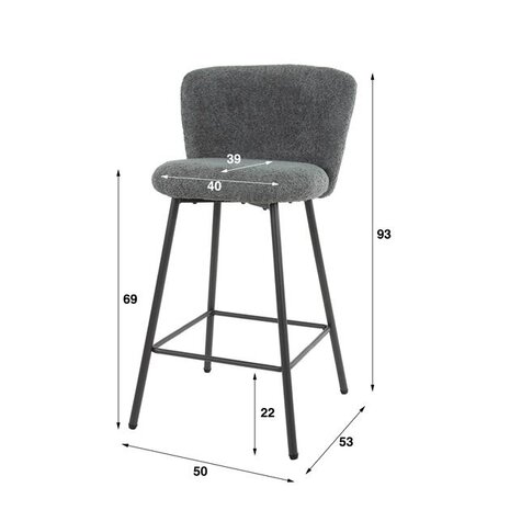 Industrial Barstool Sweep Boucle White Furnwise