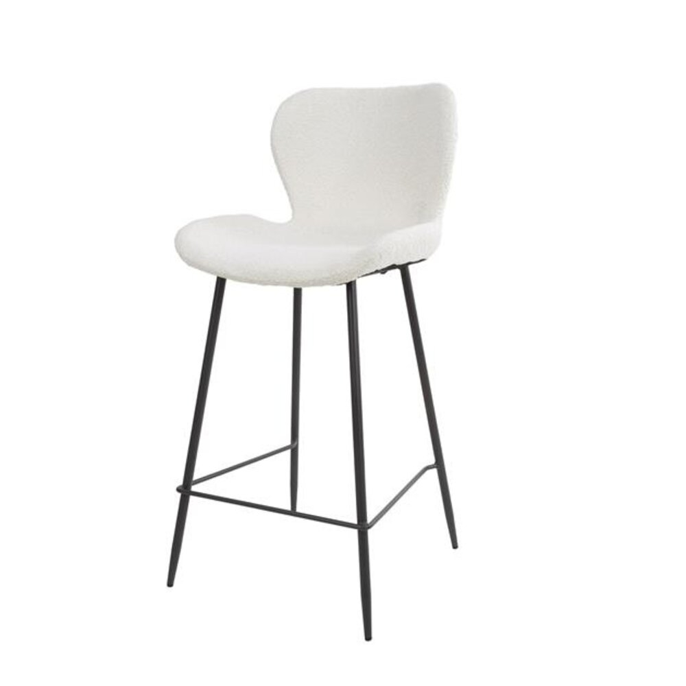 Industrial Bar Stool Golf Boucle White Furnwise