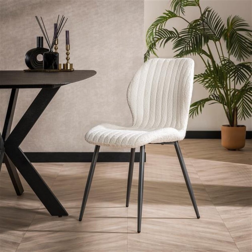 Industrial Dining Chair Anne Boucle White
