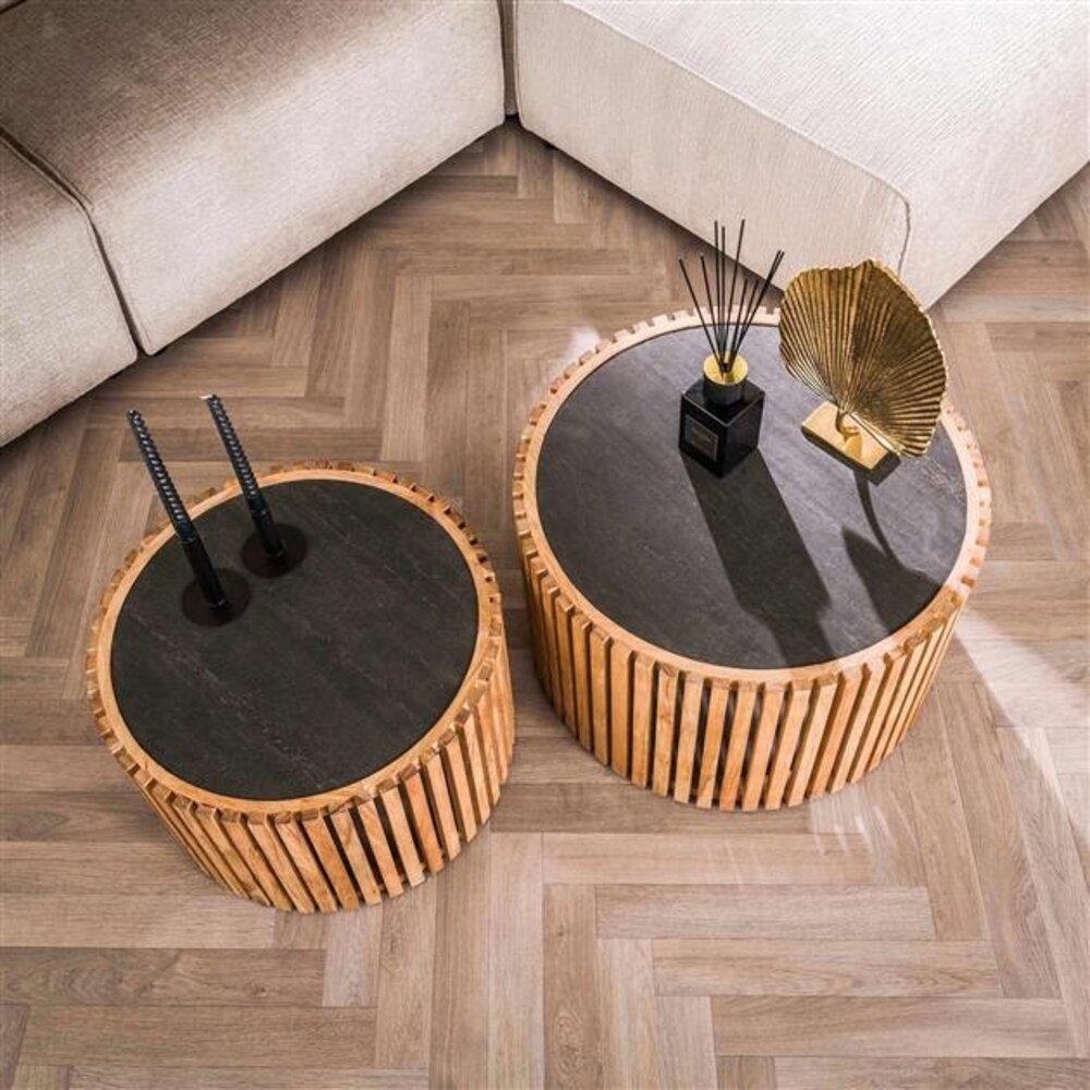 Wood and slate coffee table discount