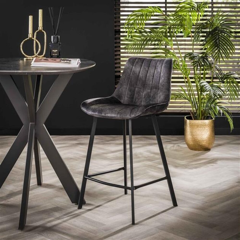 Velvet Bar Stool Marty Anthracite Furnwise