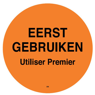 Daymark Permanente sticker 'eerst gebruiken' 500/rol