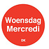 Daymark Permanente sticker woensdag 19 mm 1000/rol