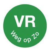 Daymark Perm. sticker 'vr weg op zo' 19 mm 1000/rol