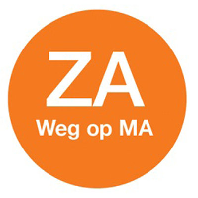 Daymark Afwasb. sticker 'za weg op ma' 19 mm 500/rol