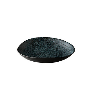 Chameleon diep bord zwart met blauwe spikkels 24cm