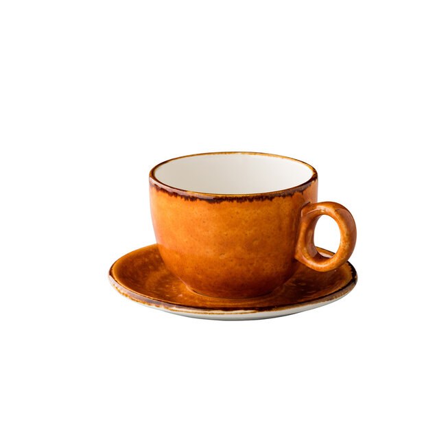 Q Authentic Servies Horeca Kwaliteit Jersey Latte Koffiekop Stapelbaar Oranje 350 ml 6/box