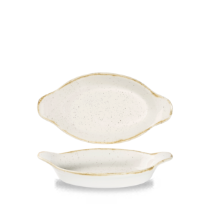 Churchill Stonecast Barley White Intermed Oval Eared Dish 23.2x12.5cm